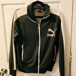Gray and White Puma Track Jacket